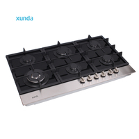 Table de cuisson à gaz encastrable Xunda, 6 brûleurs, en verre trempé, personnalisable par le fabricant