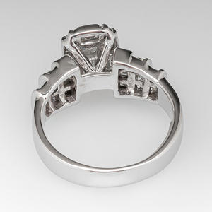 Anillo de Diamantes con Corte Esmeralda F1465, Oro Sólido de 18K, Color D Natural, Piedras Laterales en Forma de Baguette, Anillo de Compromiso para Mujer - Product Image 6