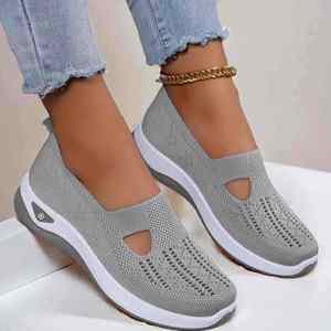 <b>Soft</b> Sole Knitted Breathable Comfort Flat Korean Style Lace-up Adjustable Strap Anti-Slippery Casual Sports <b>Shoes</b> Women Summer - Product Image 1