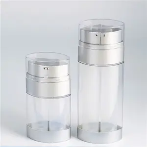 Oval cilt bakımı havasız çift tüpler bir 2IN1 pompa ile plastik şişe