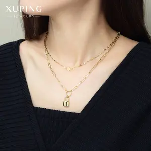 A00901527 Xuping jewelry electroplated metal clavicle chain manufacturer for the new European and American lock necklace