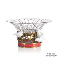 Ornement en cristal de laiton unique en céramique jetable pour la maison et l'hôtel pour les bonbons fruits/boîte à bonbons/plat décoratif pour le salon