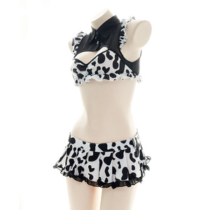 Disfraz Sexy de vaca para mujer y niña, traje de dama de honor francesa, Anime, lencería erótica, minifalda, nuevo - Product Image 3