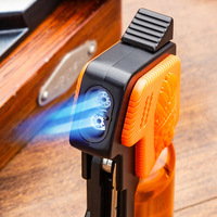 Briquet à cigare Lubinski à double flamme, en alliage de zinc, rechargeable, coupe-vent, portable, avec grande fenêtre, idéal pour le camping