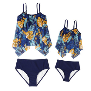 Traje de Baño Tankini de Dos Piezas para Madre e Hija, Talla <span class=keywords><strong>Grande</strong></span>, con Malla Floral, Personalizado, Ropa de <span class=keywords><strong>Playa</strong></span> - Product Image 4
