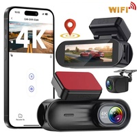 Nueva Cámara para Auto 4K+4K con Visión Nocturna, DVR con Wifi y GPS Integrados, Grabación en Bucle