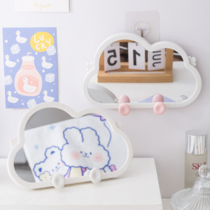 Cloud Shape Makeup <b>Mirror</b> <b>White</b> Pink Silver Lens Desktop Vanity <b>Mirror</b> With Hooks Creative Stand For Phone Tablet - Product Image 3