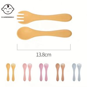 BPA Free Food Grade Silicone Baby Spoon Fork Bowl Set Eco-Friendly <b>Toddler</b> Mealtime Cutlery for 0-12 Months - Product Image 3