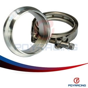 POYRACING Collier de serrage pour tuyau en acier inoxydable de 3,5 pouces, finition polie, pour connexion de bride d'échappement - Product Image 1