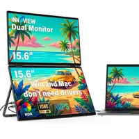 Monitor Portátil Dual IPS FHD 1080P de 15.6 Pulgadas, 300Nits HDR, Pantalla Mate para Laptop, Mac, Smartphone, Windows, Negocios y Entretenimiento