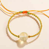 Bracelet tressé coloré d'été abstrait, imperméable et inaltérable, avec grand cristal rose de 17 mm, porte-bonheur et énergétique pour femme