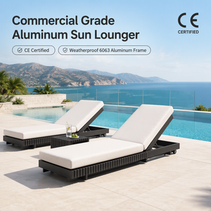 Gewerbliche, hochbelastbare Aluminium-Sonnenliege, modular, für Resort-Hotels, Pool-Tagesbett mit Rädern, Projekt- und Vertragsmöbel - Product Image 1