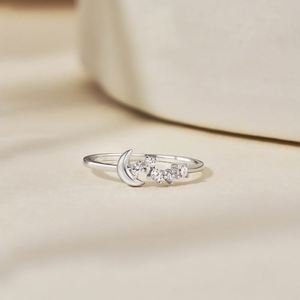 Dylam Minimalist Design Girls Cute Lovely Design Solid 925 Sterling Silver Diamond 5A Zirconia <b>Moon</b> Women Daily Wear <b>Rings</b> - Product Image 6