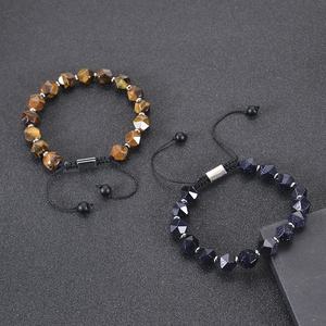 Bracciale in sodalite con mappa sfaccettata naturale da 10MM, braccialetti con perline yoga in corda intrecciata regolabile, bracciale con occhio di tigre intrecciato personalizzato - Product Image 4