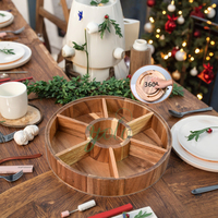 Forme Ronde 7 Compartiments Acacia Bonbons Snack Boîte De Rangement En Bois De Service Sensoriel Thé Plateau Plateau Ensemble De Noël Sur Le Thème