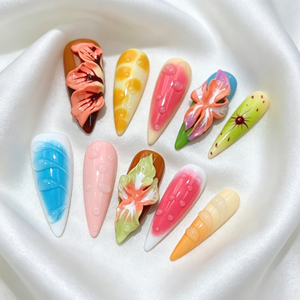 Lot de 10 faux ongles en acrylique à presser, style stiletto de luxe, <span class=keywords><strong>pour</strong></span> mariage et fête, avec logo de créateur, faits à la main - Product Image 3