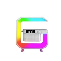 Lampu Meja Nakas RGB Wireless Charger dengan Kontrol APP untuk Speaker Musik Pintar untuk Kamar Tidur
