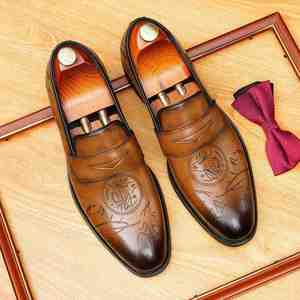 Latest High-<b>heel</b> Men's Business Leather Shoes - Premium Genuine Leather Breathable Traditional English Derby Shoes - Product Image 5