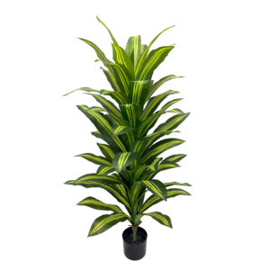 Pianta Artificiale Dracaena 150cm 5ft, Finta Pianta di Mais con <span class=keywords><strong>Foglie</strong></span> Variegata Gialla, in Plastica Ecologica, per Decorazione Interna Domestica - Product Image 1