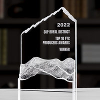 Trophée en cristal de haute qualité, design moderne et simple, impression UV, trophée en cristal transparent solide en forme d'iceberg