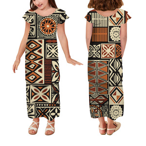 Custom Pacific Island Art Design Samoan Kids Puletasi Set Niñas Vestido Diseño marino Conch Starfish Impresión Niños Ropa 2PCs - Product Image 3