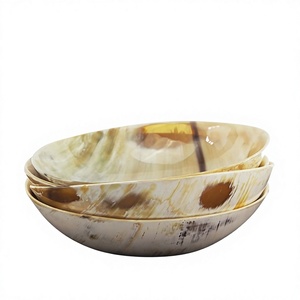 Ensemble de 3 bols en corne de buffle polie, ronds, naturels, décoration d'intérieur, centre de table - Product Image 1