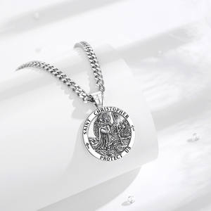 Merryshine 925 perak murni dapat diputar mode perhiasan protektif Santo <span class=keywords><strong>christopher</strong></span> medali <span class=keywords><strong>St</strong></span>. <span class=keywords><strong>christopher</strong></span> liontin - Product Image 3