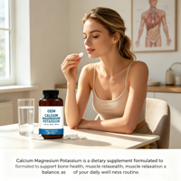 Comprimés de Calcium, Magnésium et Potassium en Gros (OEM), 180 Comprimés, 500mg et 99mg, Fourniture sous Marque Privée, Marque Personnalisée