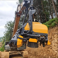 Petite récolteuse de bois, abattoir d'arbres, tête d'abattage forestier