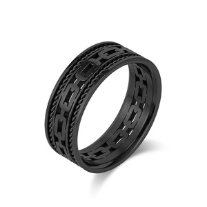 <b>Titanium</b> Steel Men's <b>Ring</b> Geometric Hollow Cuban Chain Unisex Fashion Jewelry Gift <b>Ring</b> - Product Image 5