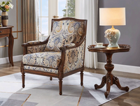 Fauteuil de loisirs individuel en tissu, style américain, modèle Tiger, en bois massif, vintage, pour chambre à coucher, petit format familial, au design unique