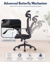 Chaise de bureau exécutive ergonomique en maille, nouveau design, mécanisme papillon, inclinaison moderne, hauteur réglable, couleurs personnalisables