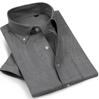 TKAN634 venta al por mayor camisa Oxford para hombre diseño Casual manga corta franela Chemise Homme 60% algodón transpirable para la temporada de primavera