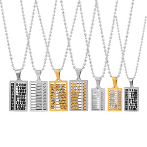 Collar Abacus de yunnique, colgante unisex de acero inoxidable chapado en oro de 18 quilates, joyería de moda disponible en varios colores - Product Image 5