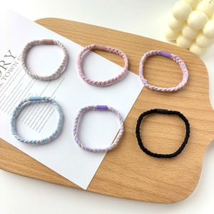 Élastiques à cheveux tressés colorés, haute élasticité, en nylon, pour usage quotidien, design torsadé en cercle - Product Image 1
