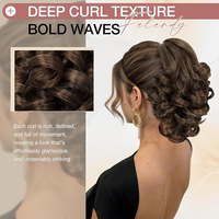 Extensions de cheveux naturels de marque propre, mélange HD européen et américain, queue de cheval à pince, courtes, bouclées, ondulées, volumineuses, non-Remy, 150%