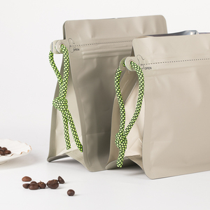 Sacos para Alimentos de Fundo Plano em Folha de Alumínio Reseláveis, Embalagem de Café Stand Up com Cordão e Válvula de Liberação de Ar - Product Image 3