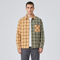 Chemise à carreaux tendance 2027 pour homme, style streetwear, patchwork coloré, manches longues, décontractée, prix de gros, rayée