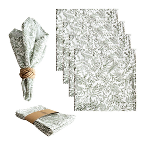 Serviettes en coton à imprimé botanique rustique, douces et réutilisables, pour la décoration de table de <span class=keywords><strong>mariage</strong></span>, de fête, de maison ou de restaurant - Product Image 4