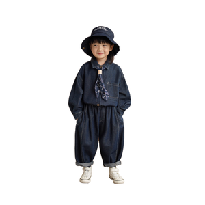 Nouvelle Collection Automne 2025 <span class=keywords><strong>YuYuan</strong></span> – Ensemble Chemise et Pantalon en Jean Rayé Tendance pour Garçons – Vêtements Décontractés en Polyester/Coton pour Enfants - Product Image 1