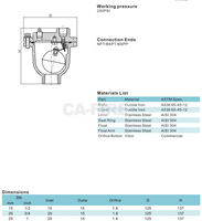 CA FIRE Soupape de décharge d'air en fonte ductile de haute qualité DN15/20/25 WP16