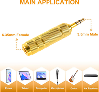 3.5mm ila 1/4 ''Stereo adaptör 1/8'' (3.5mm) erkek fişi 1/4 ''(6.35mm) Jack dişi soket adaptörü kulaklık için