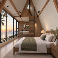 Maison triangulaire préfabriquée économique à double étage, maison en A, petite maison de camping