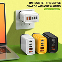 Pengisi Daya Cepat Multi-Port 240W GaN 3PD Dual USB-C/USB-A dengan Lampu dan Output 5V/2.4A untuk Ponsel (EU/US)