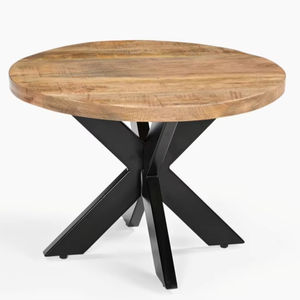 Juego de mesas de centro modernas de hierro/madera, juego de 2 mesas de centro redondas con patas plegables, muebles para sala de estar, colección a precio de mayoreo. - Product Image 1