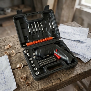 Destornillador Eléctrico Recargable, Mini Taladro Inalámbrico de <span class=keywords><strong>18</strong></span> Voltios y 500W, Juego de Herramientas Automáticas de 47 Piezas, Grado Industrial, Garantía de 3 Años - Product Image 2