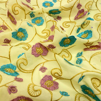 Tissu en dentelle de polyester soluble dans l'eau, brodé de fleurs, style ethnique, pour la confection de robes et jupes de soirée africaines