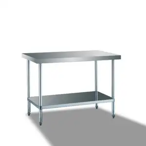 Stainless Steel Commercial Kitchen Food Work Table With Small Used Food Storage Cabinet