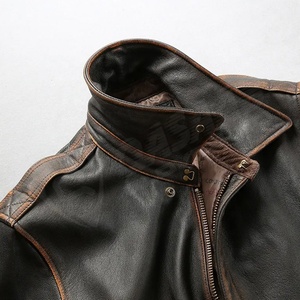 Slim-Fit hiver Vintage-Styles marron noir hommes véritable moto motard veste en cuir décontracté peau de vache mode manteaux - Product Image 3