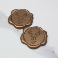 Sello de Cera 3D de Lujo en Bronce Antiguo, Adhesivo, con Diseño de Cabeza de Ciervo/Toro, para Invitaciones de Boda y Empaquetado